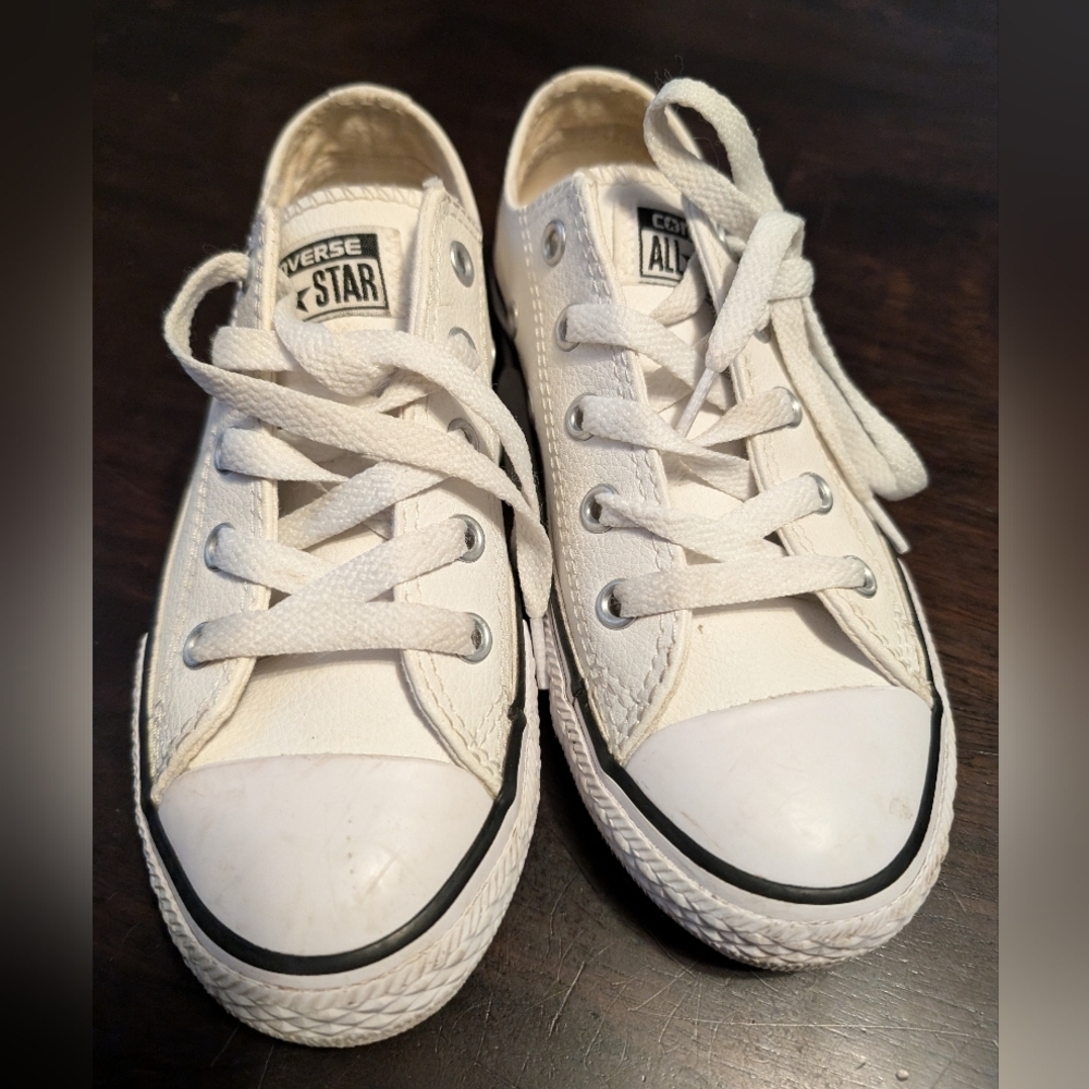 Converse All Star, Kids 13, White Leather, EUC